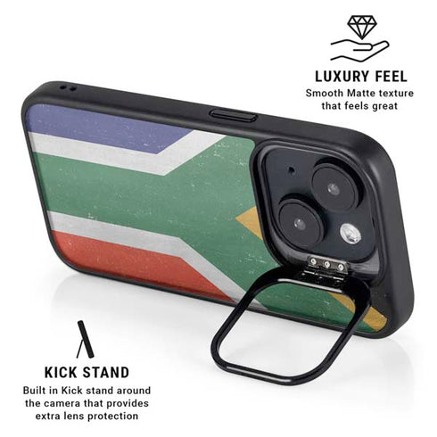 South Africa Flag Distressed iPhone 15 Plus Kickstand Case
